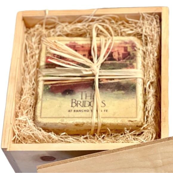 Souvenir Rancho Sante Fe Tumbled Marble Coaster Set - Picture 3 of 5